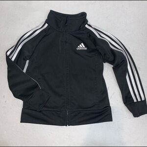Adidas Black Zip-Up Track Jacket with White Stripes Size 24 Months